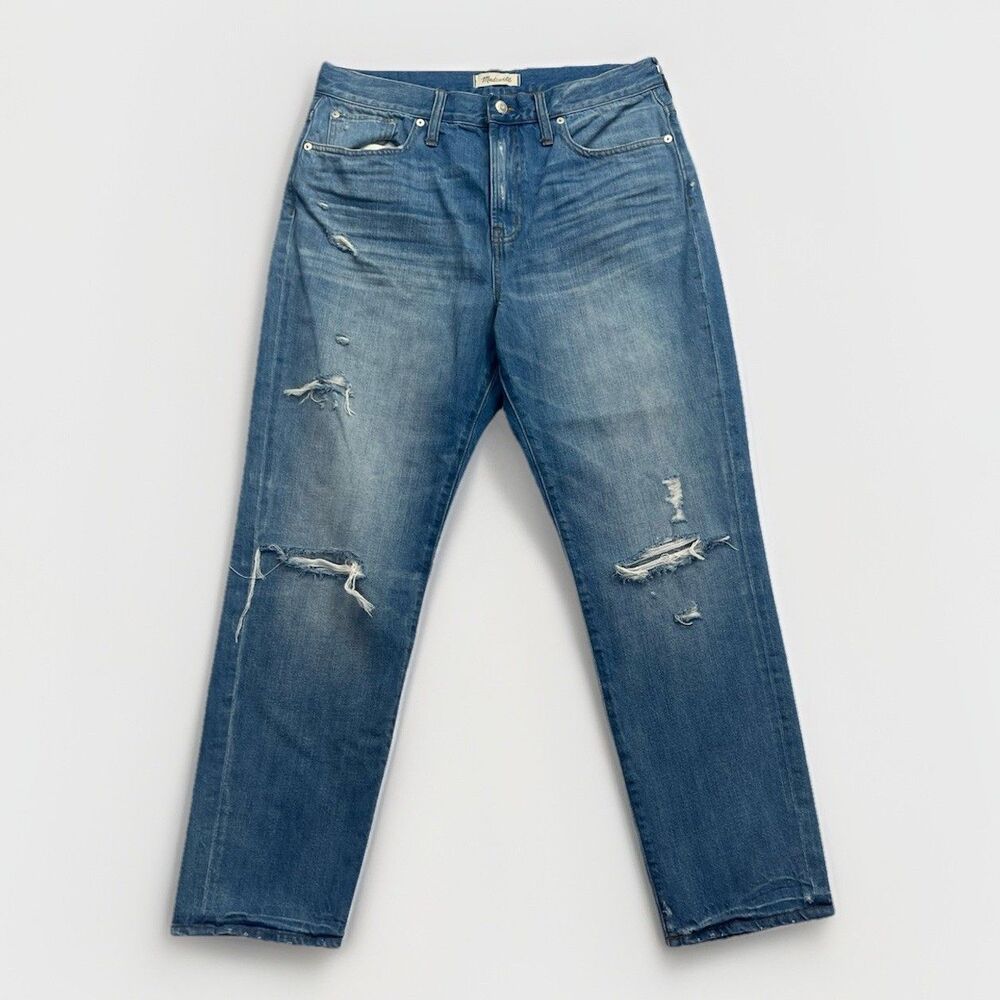 Madewell Perfect Vintage Jeans Womens 32 High‎ Rise Distressed Straight Denim